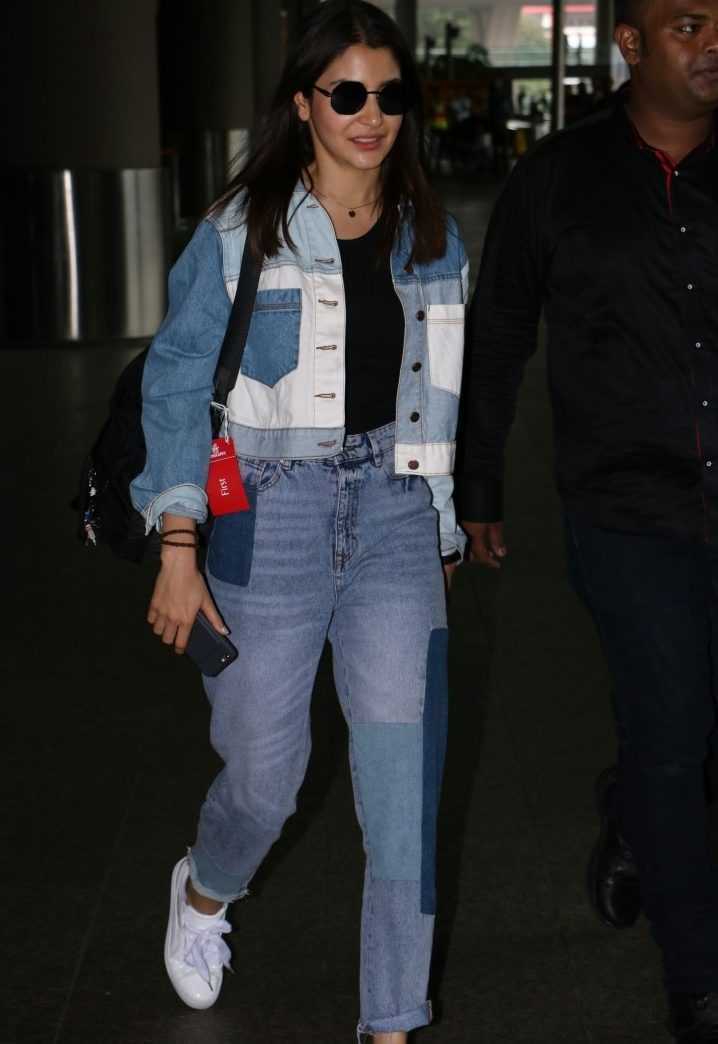 Mumbai: Actress Anushka Sharma spotted at the Chhatrapati Shivaji International Airport in Mumbai