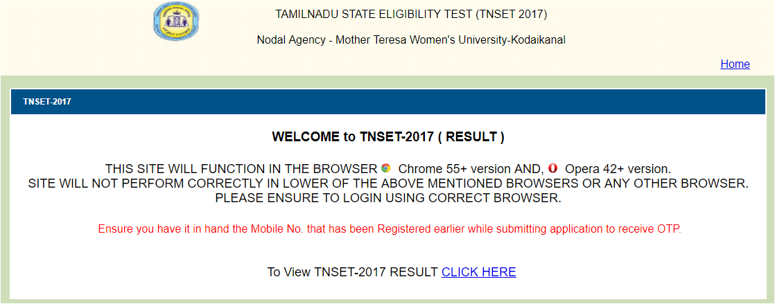 TNSET 2017 results declared, check at motherteresawomenuniv.ac.in