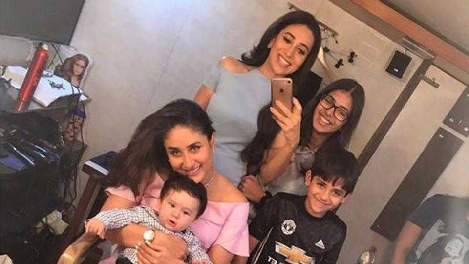 Kareena Kapoor’s son Taimur in a selfie with Karishma and kids