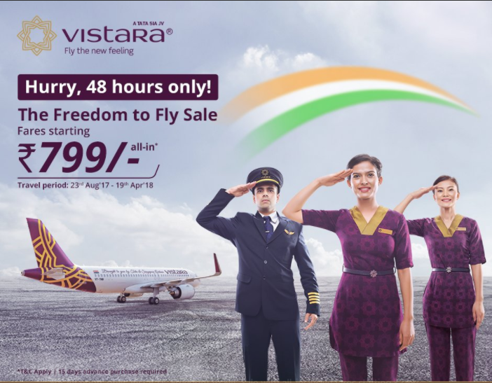 Vistara Sale offer : An opportunity to travel in affordable price of Rs 799 only