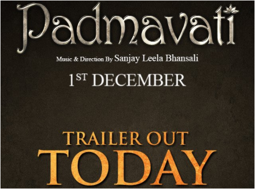 Padmavati starring Deepika Padukone trailer to be released today at 1 pm