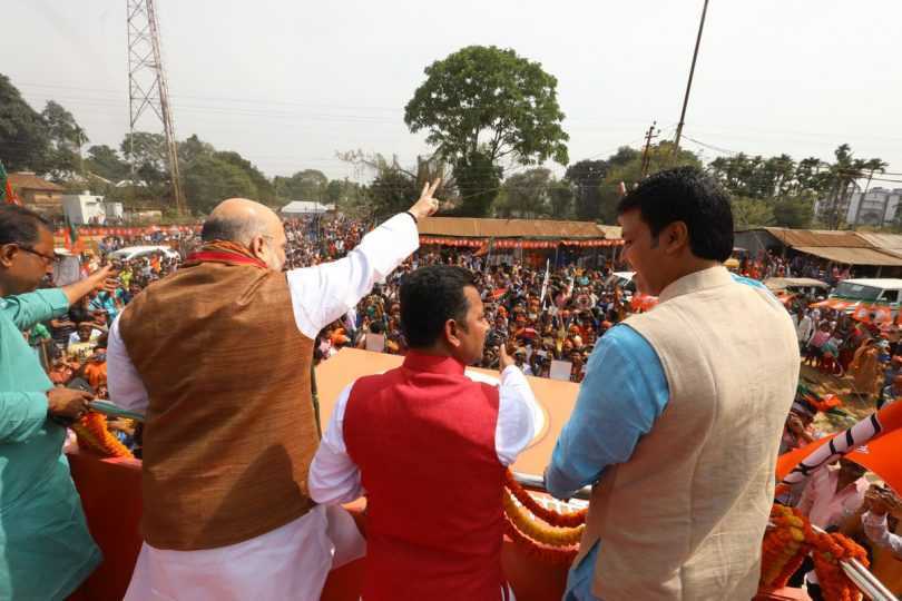 Amit Shah’s road show in Tripura, says BJP isn’t afraid of violence