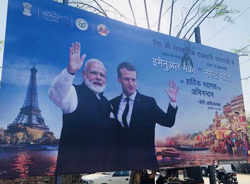 Emmanuel Macron in Varanasi, inaugurates power plant with Modi