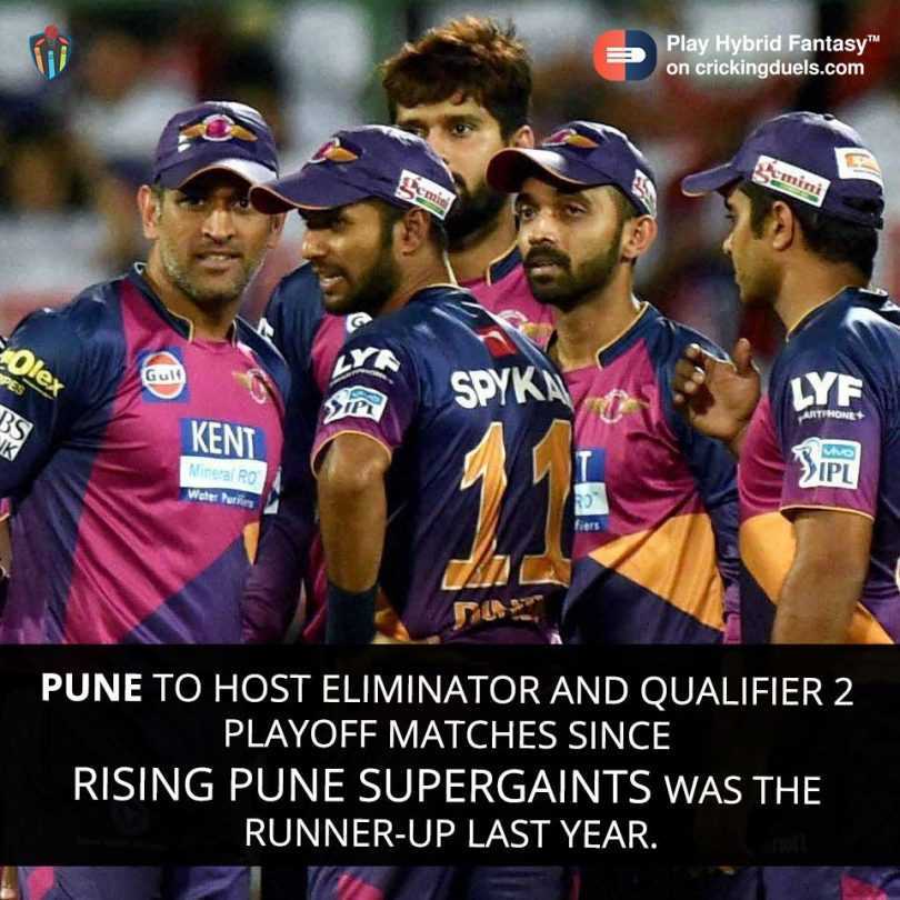 IPL 2018 Pune will host Qualifier 2 and Eliminator